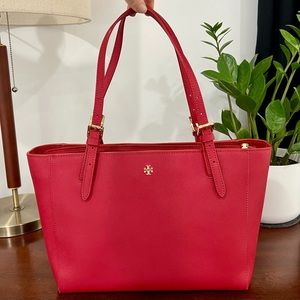 Tory Burch Red Leather Tote Bag Version 2